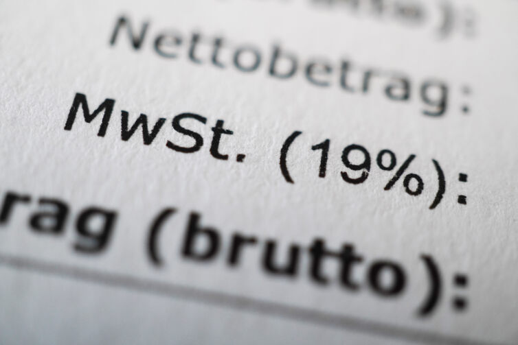 Mehrwertsteuer or MWSt - value-added tax in German - on receipt